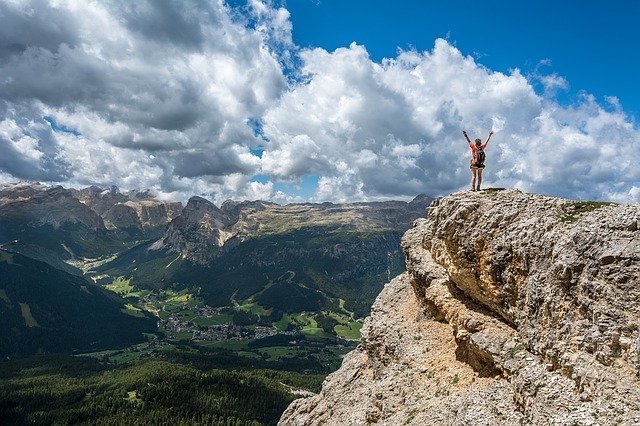 Person on top of a mountain